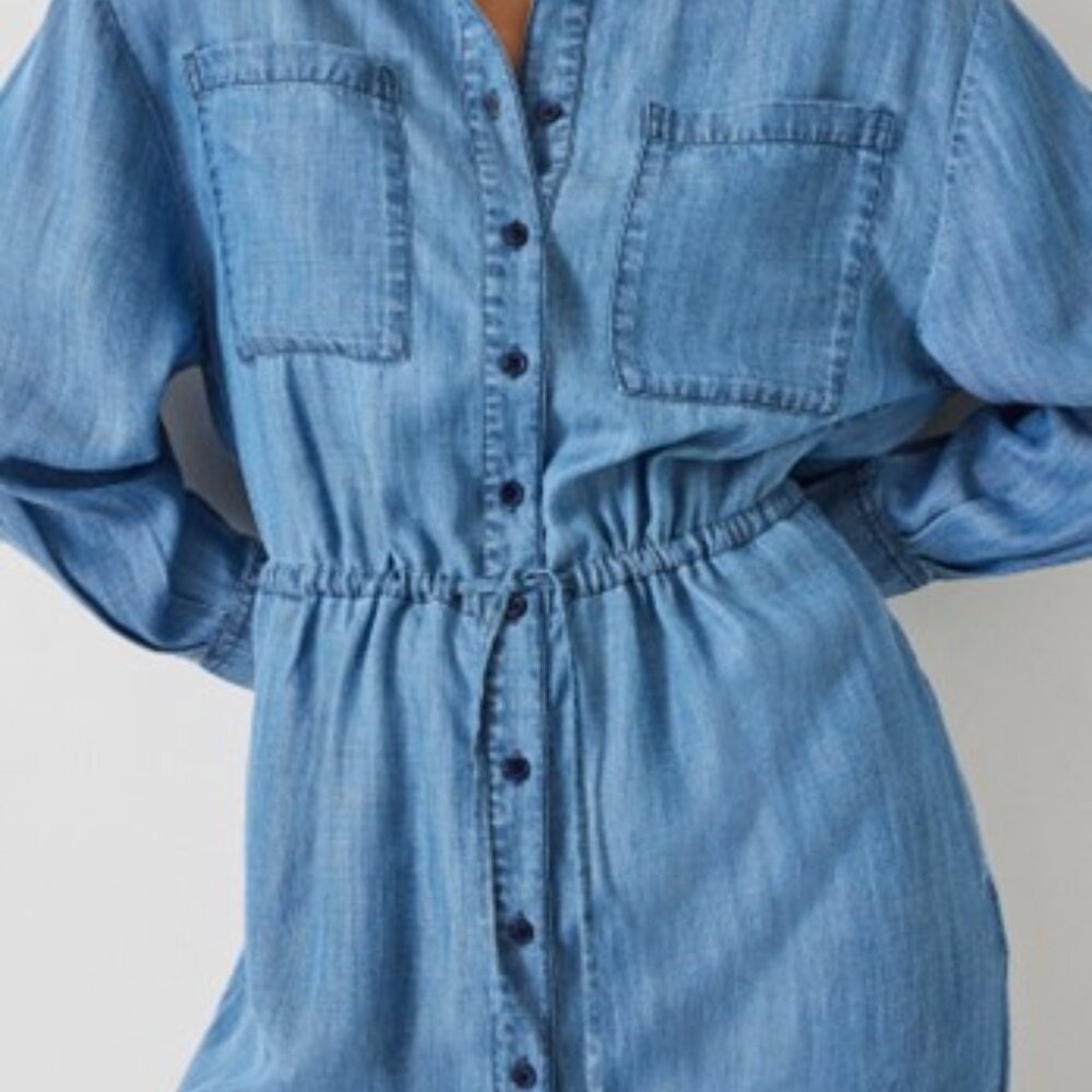 HUSH UK Blue Wash Savannah Maxi Relaxed Shirt Dress - New with tags